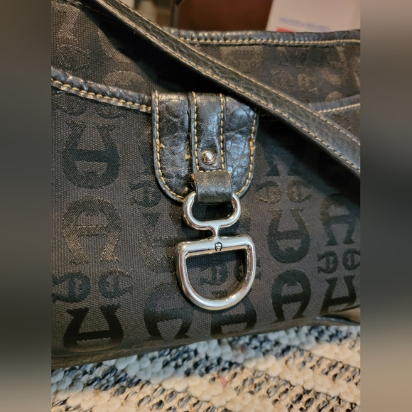 Etienne Aigner Leather Canvas Multi Compartment Shoulder Bag EUC - Picture 8 of 11